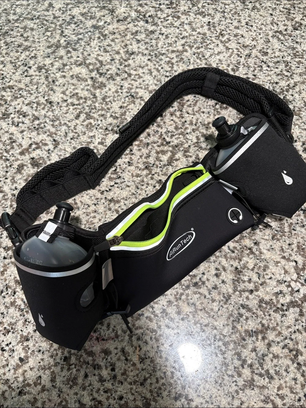 Black and Lime Hydration Waist Belt with Dual Bottles